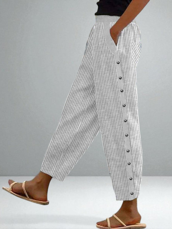 The Linaya Striped Button Pants